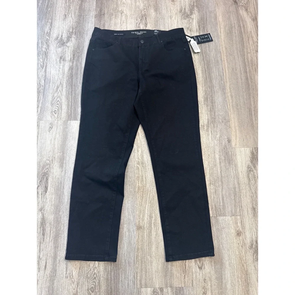 Tribal Jeans Sophia Curvy Straight Leg Black Pants Size 16W Women's‎ NWT